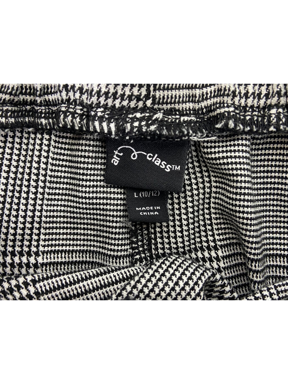 Art Class Women Large Houndstooth Plaid Pants Wide Leg Elastic Waist Tie Belt - Picture 8 of 9